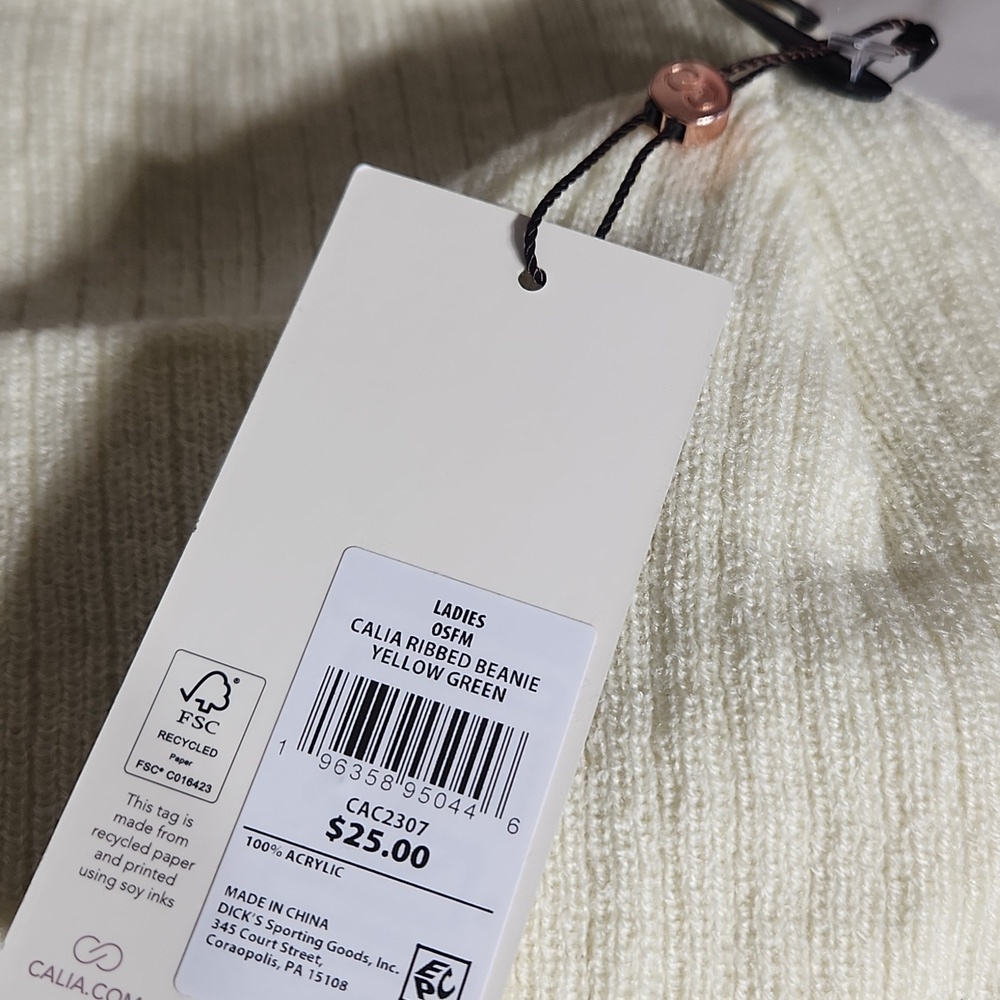 Calia ribbed beanie off white or lighting yellow maybe 🤔 💛  NWT - Picture 3 of 5